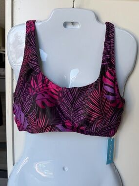 NWT Pink & Purple Tropical Wired Bikini Top